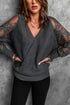 Sexy V Neck Surplice Hollow-Out Sweater With Lace Sleeves